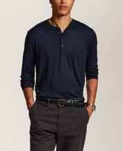 Soft Stretch Henley in Navy