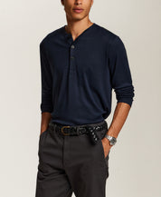 Soft Stretch Henley in Navy