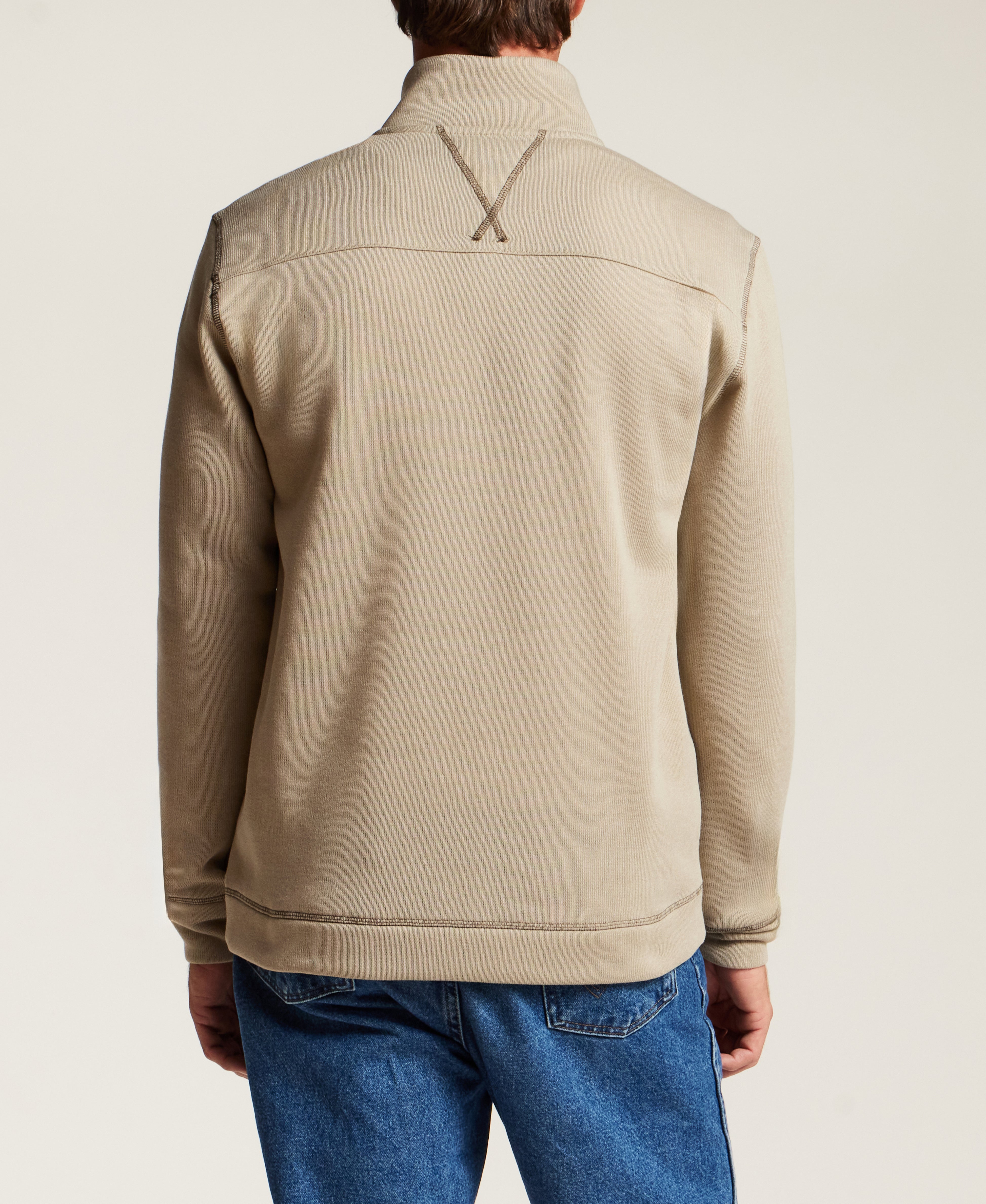 Mock Neck Sweater Fleece Pullover in Abbey Stone