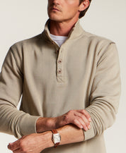 Mock Neck Sweater Fleece Pullover in Abbey Stone