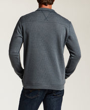 Mock Neck Sweater Fleece Pullover in Storm Blue