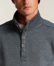 Mock Neck Sweater Fleece Pullover in Storm Blue