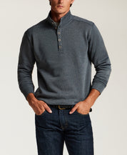 Mock Neck Sweater Fleece Pullover in Storm Blue