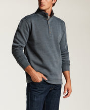 Mock Neck Sweater Fleece Pullover in Storm Blue