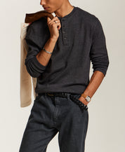 Classic Thermal Henley in Anthracite Heather