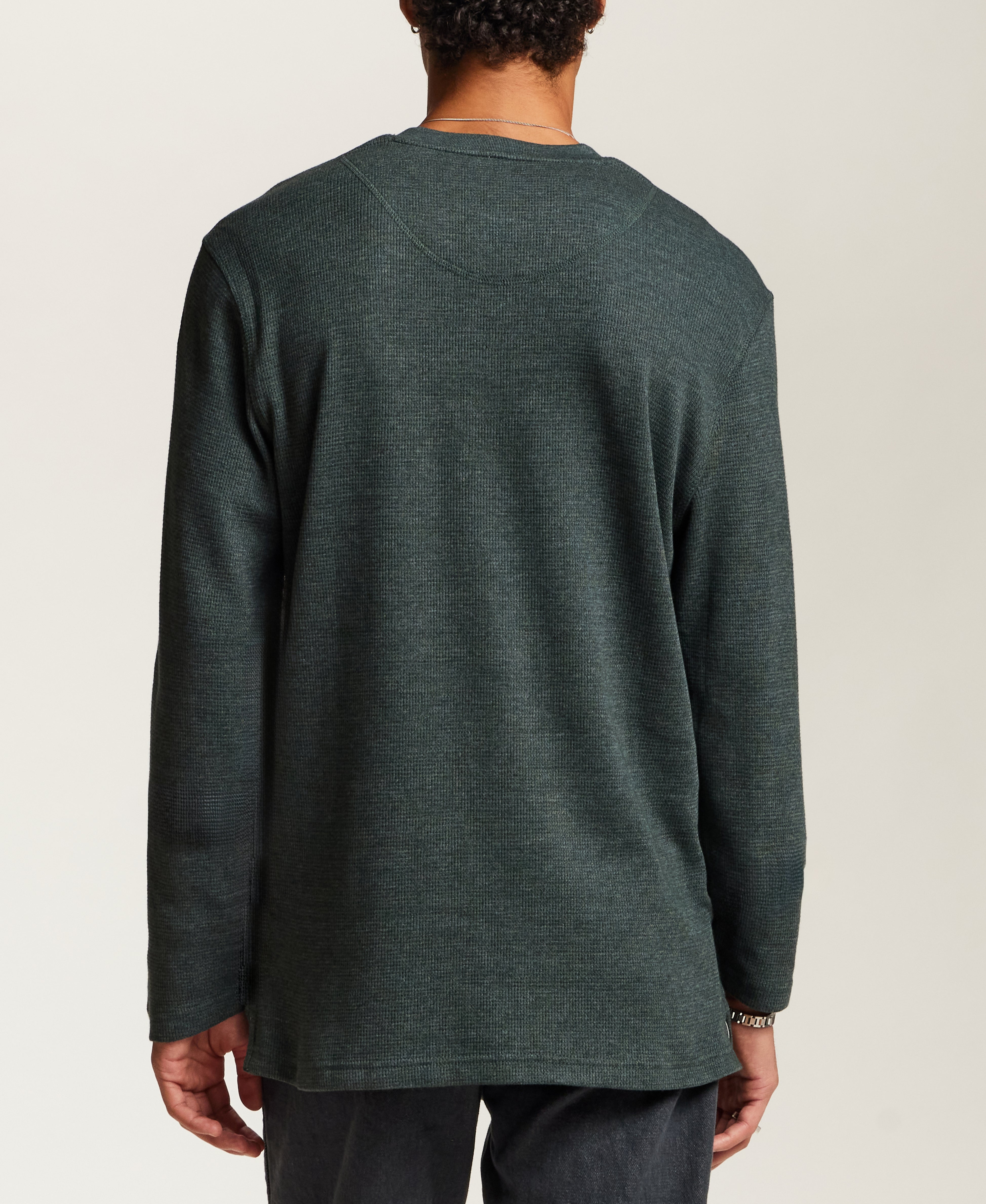 Classic Thermal Henley in Heather Scarab