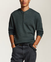 Classic Thermal Henley in Heather Scarab