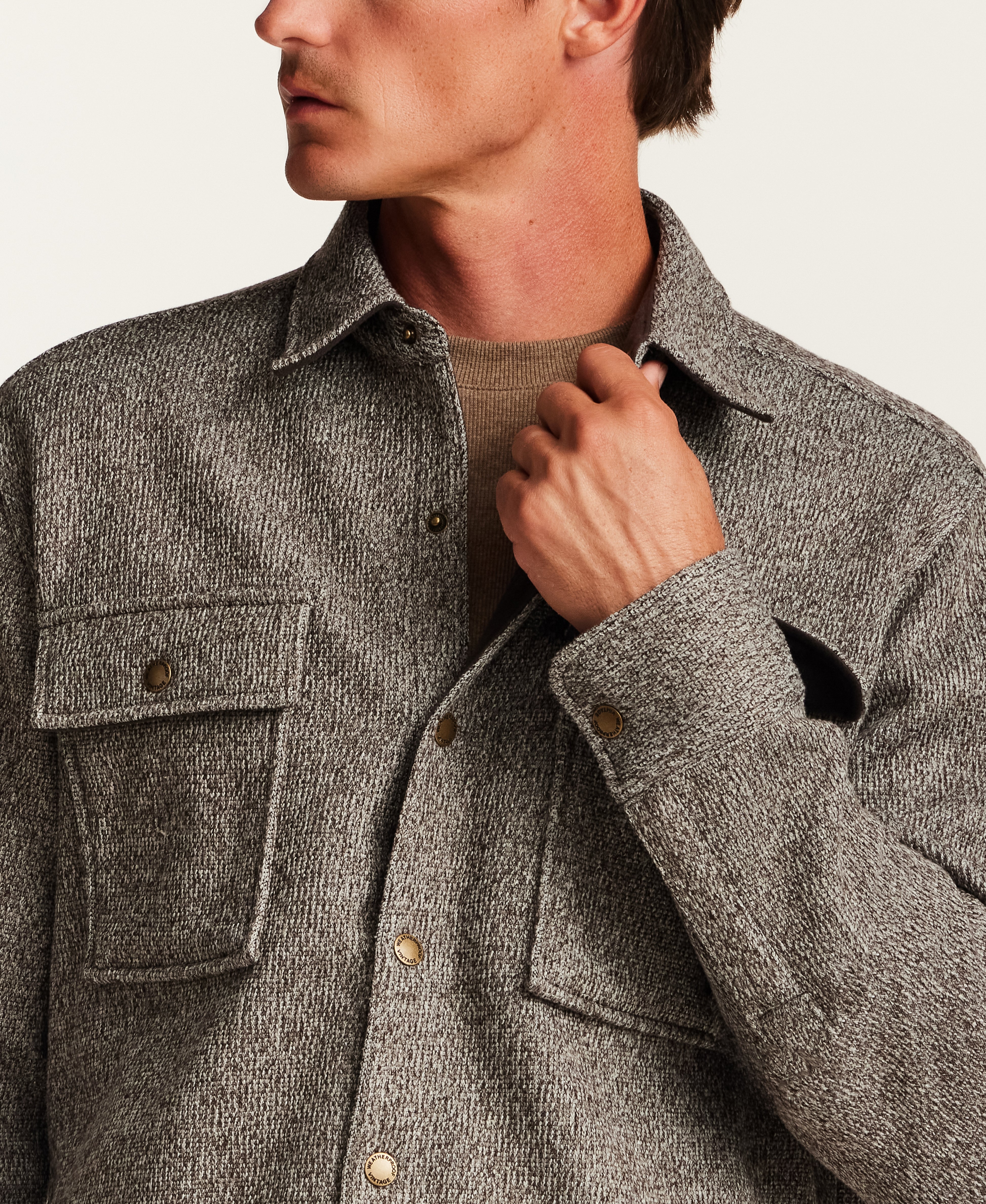 Knit Shirt Jacket in Chocolate Torte