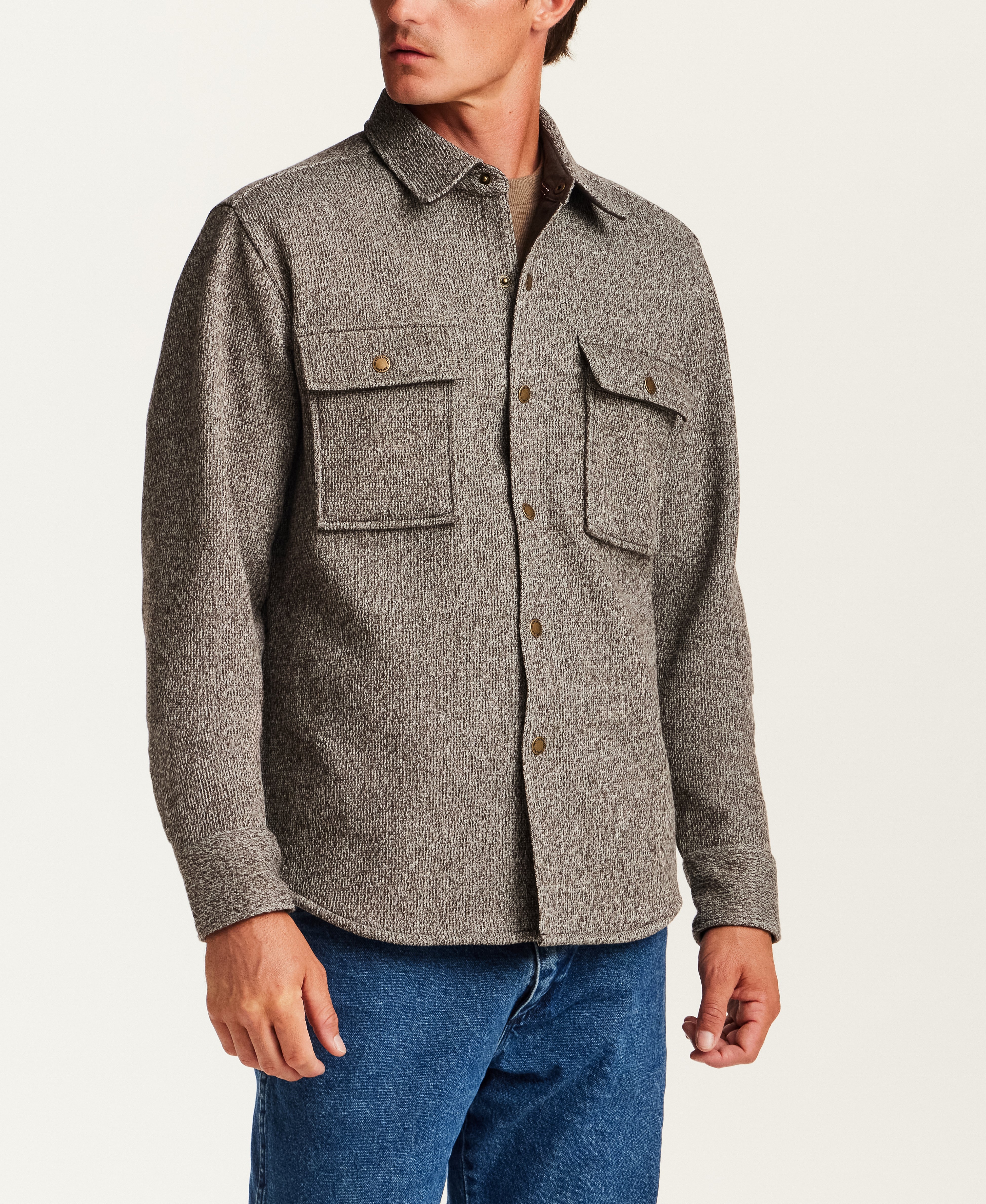 Knit Shirt Jacket in Chocolate Torte