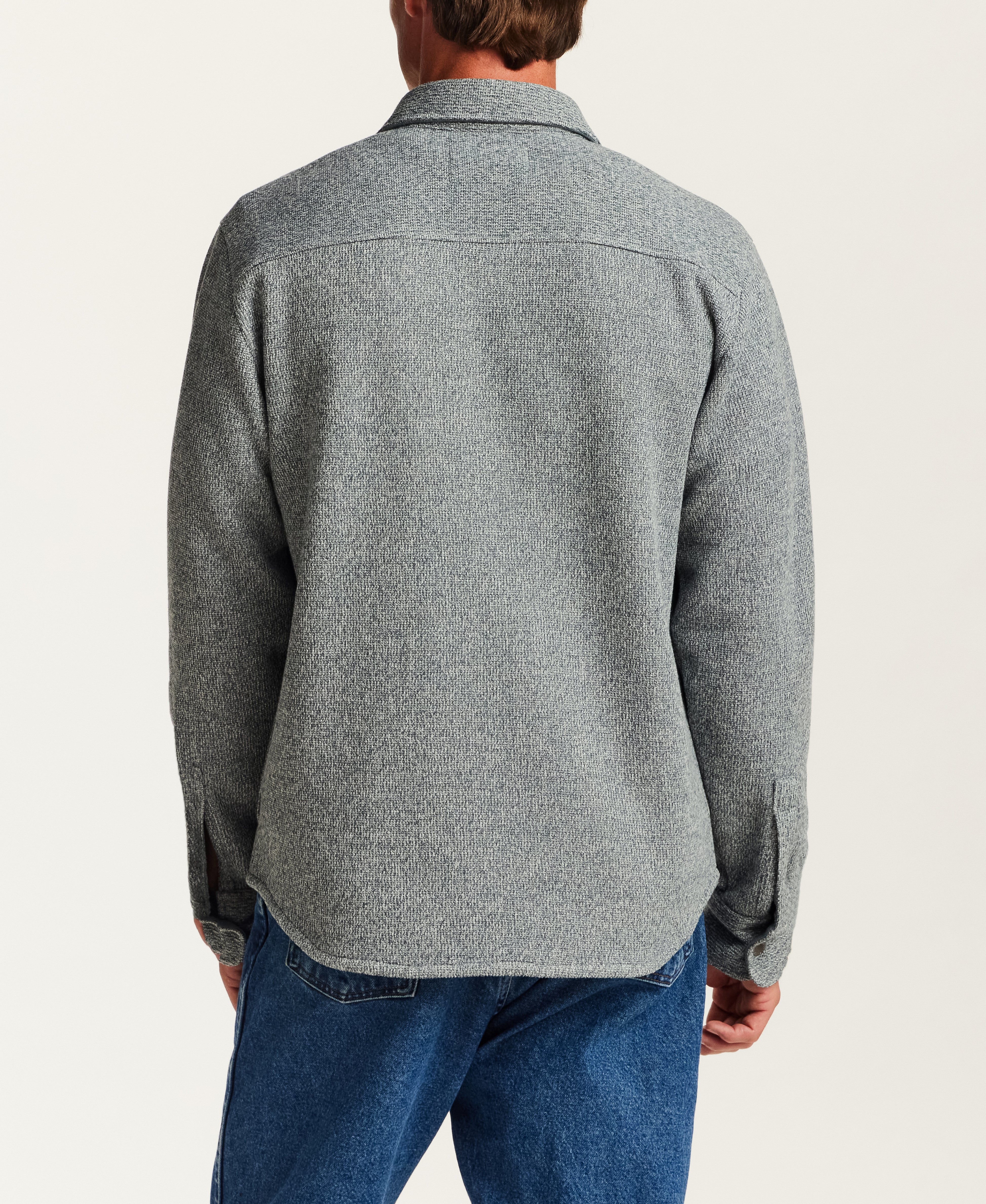 Knit Shirt Jacket in Stormy Weather