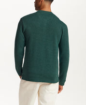 Microstripe Waffle Henley in Botanical