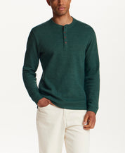 Microstripe Waffle Henley in Botanical