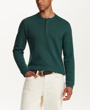Microstripe Waffle Henley in Botanical