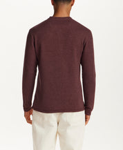 Microstripe Waffle Henley in Brick