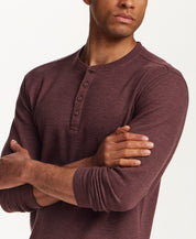 Microstripe Waffle Henley in Brick
