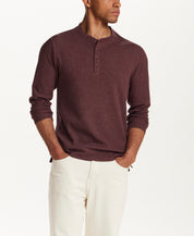Microstripe Waffle Henley in Brick