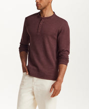 Microstripe Waffle Henley in Brick