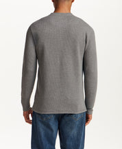 Microstripe Waffle Henley in Gunmetal
