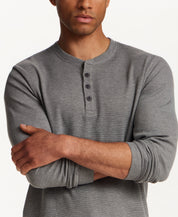 Microstripe Waffle Henley in Gunmetal