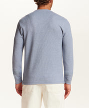 Microstripe Waffle Henley in Ice Blue