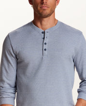Microstripe Waffle Henley in Ice Blue