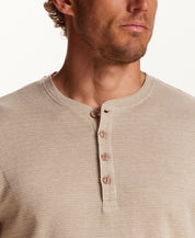 Microstripe Waffle Henley in Light Tan