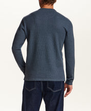 Microstripe Waffle Henley in Slate Blue