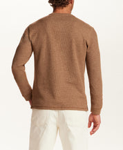 Microstripe Waffle Henley in Spanish Brown