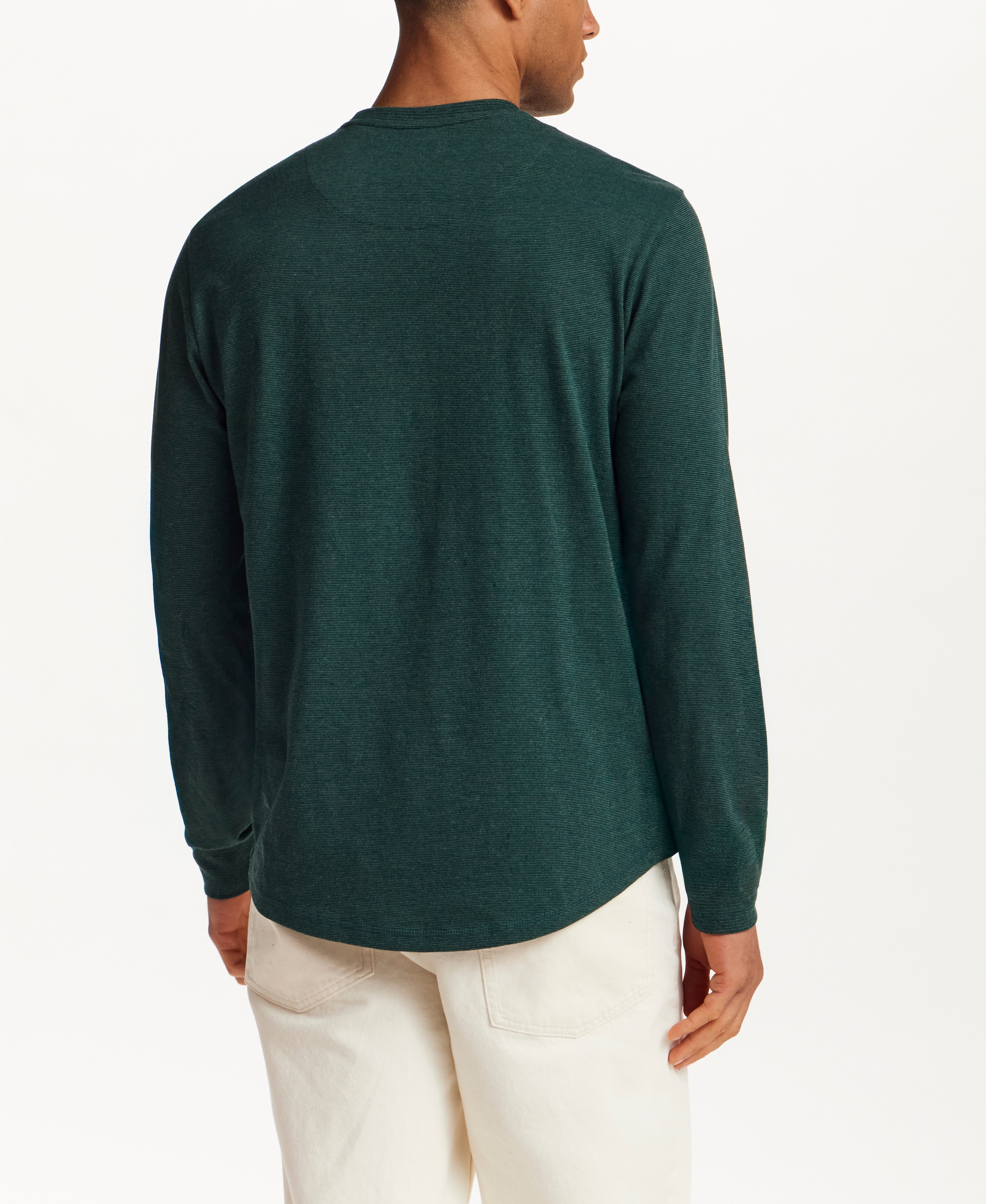 Signature Microstripe Crew in Botanical Green