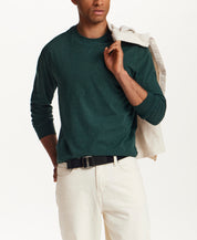 Signature Microstripe Crew in Botanical Green