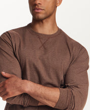 Signature Microstripe Crew in Khaki Brown