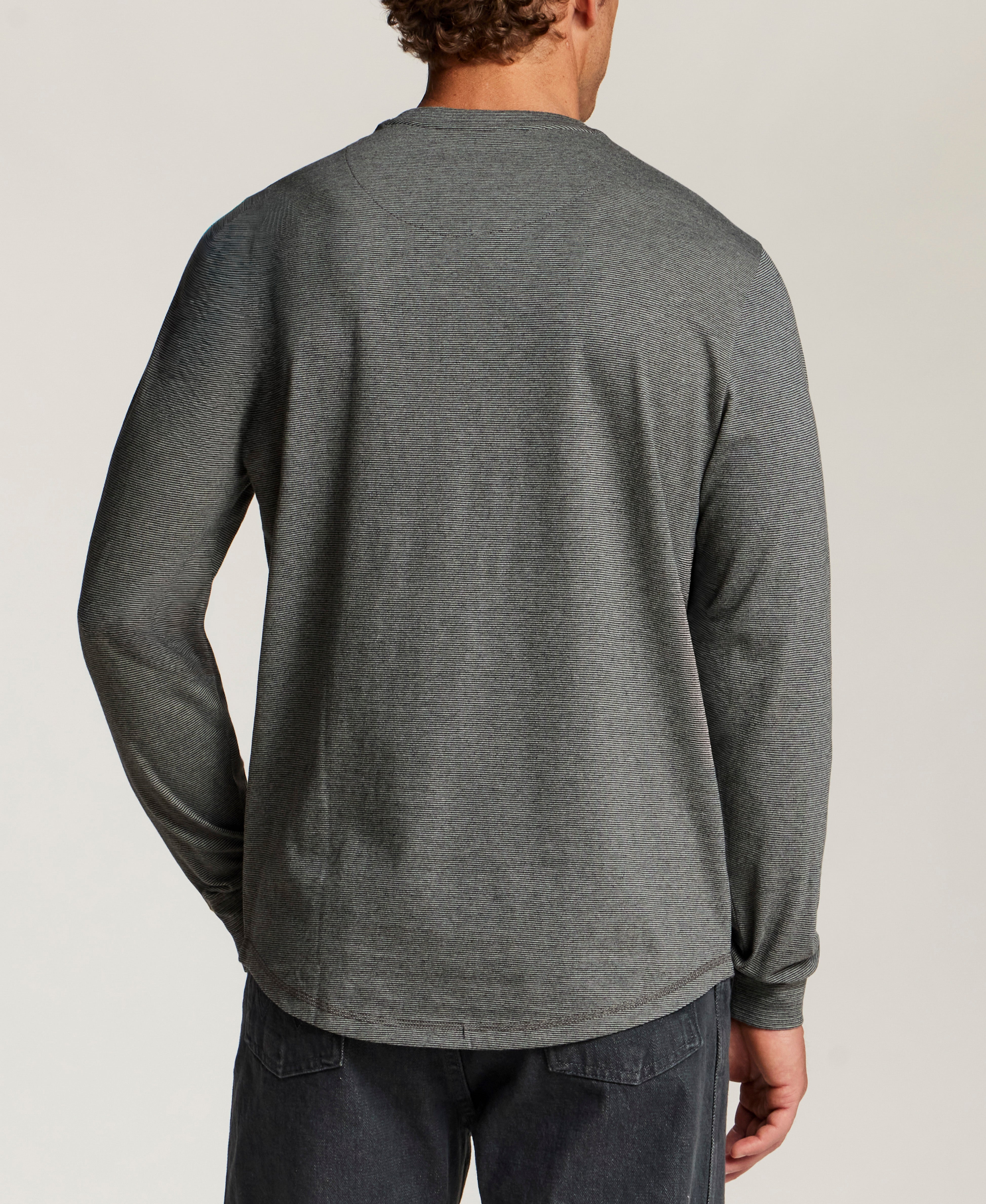 Signature Microstripe Crew in Metal Grey
