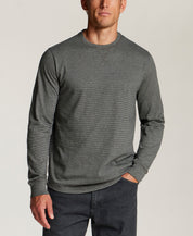 Signature Microstripe Crew in Metal Grey