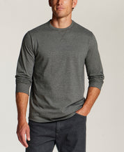Signature Microstripe Crew in Metal Grey