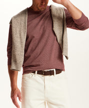 Signature Microstripe Crew in Wine