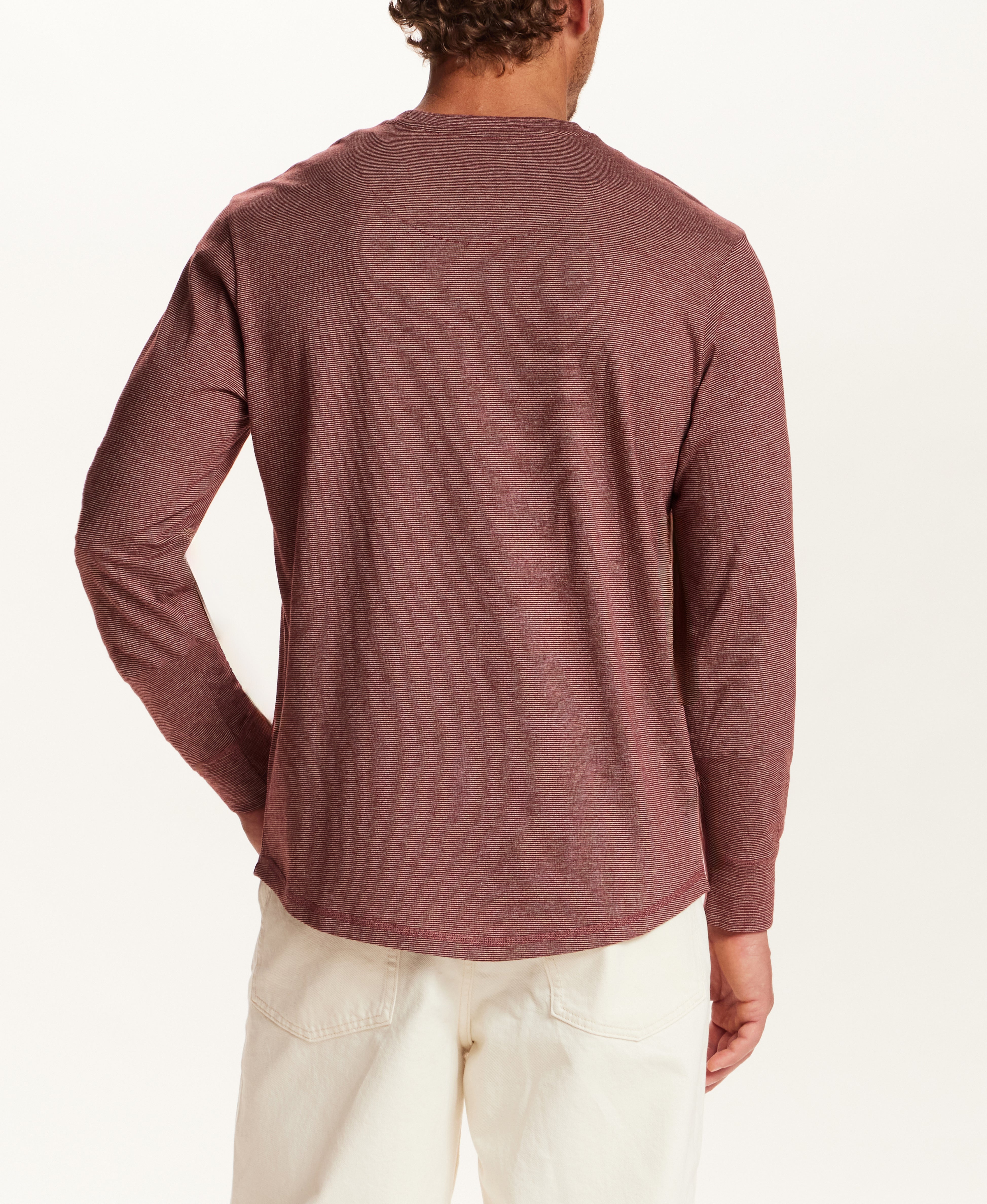 Signature Microstripe Crew in Wine