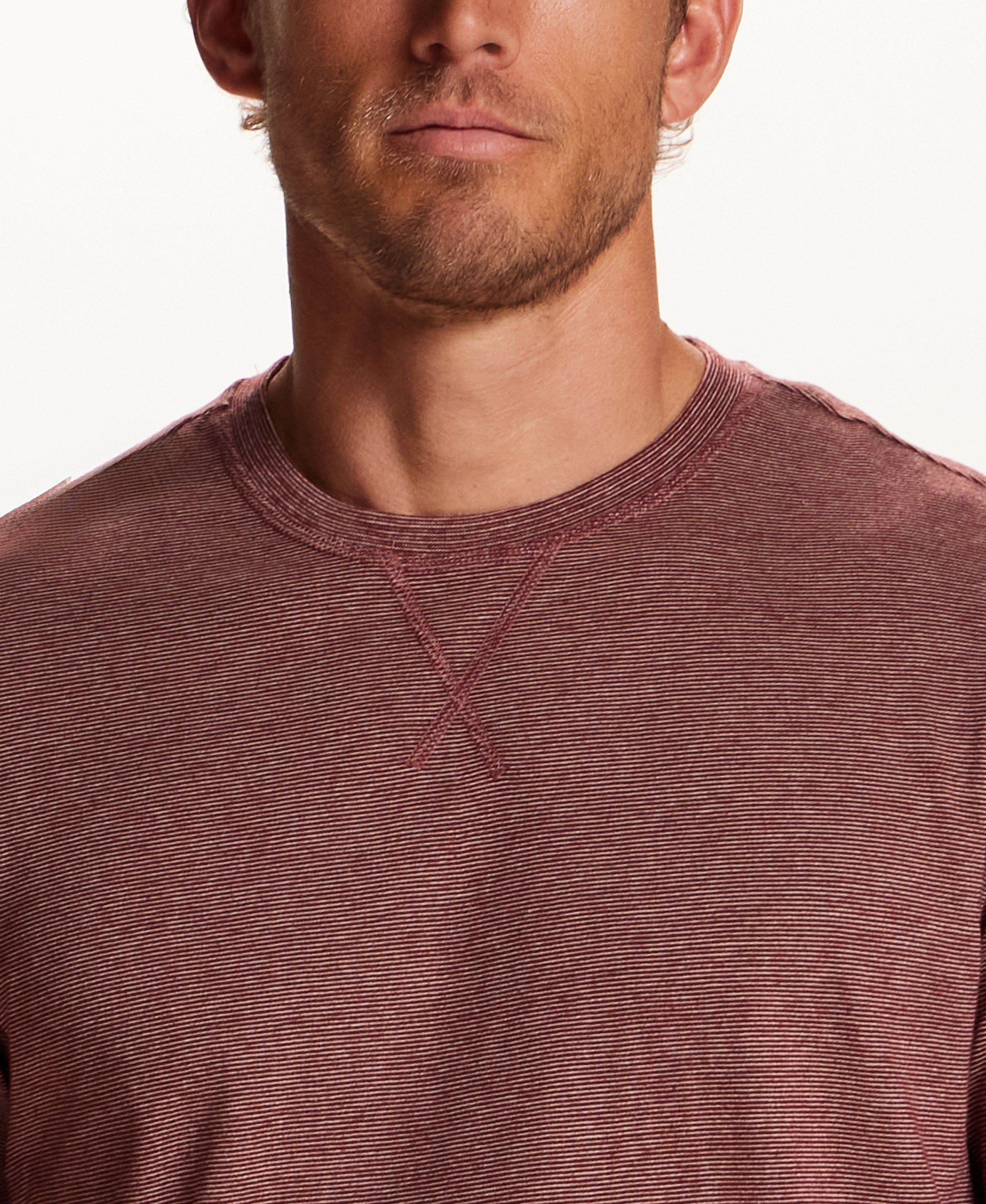 Signature Microstripe Crew in Wine