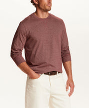 Signature Microstripe Crew in Wine