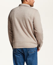 Sherpa-Lined Sweater Fleece Shirt Jacket in Cream