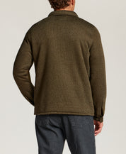 Sherpa-Lined Sweater Fleece Shirt Jacket in Forest Night