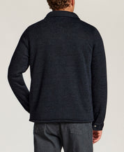 Sherpa-Lined Sweater Fleece Shirt Jacket in Midnight Navy