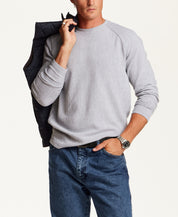 Textured Raglan Crewneck in Heather Grey