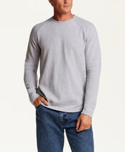 Textured Raglan Crewneck in Heather Grey