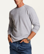 Textured Raglan Crewneck in Heather Grey
