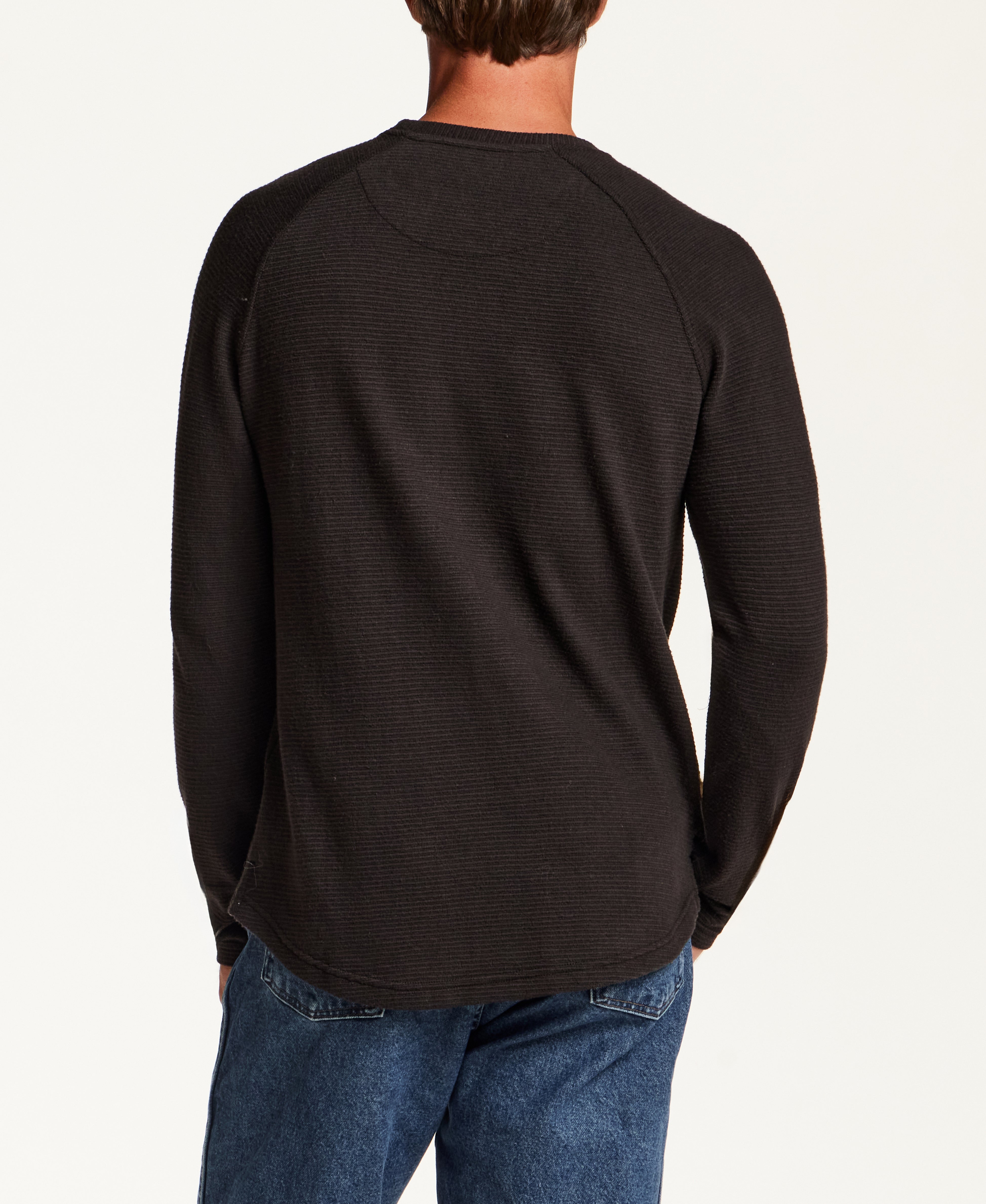 Textured Raglan Crewneck in Meteorite