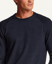 Textured Raglan Crewneck in Navy