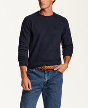 Textured Raglan Crewneck in Navy