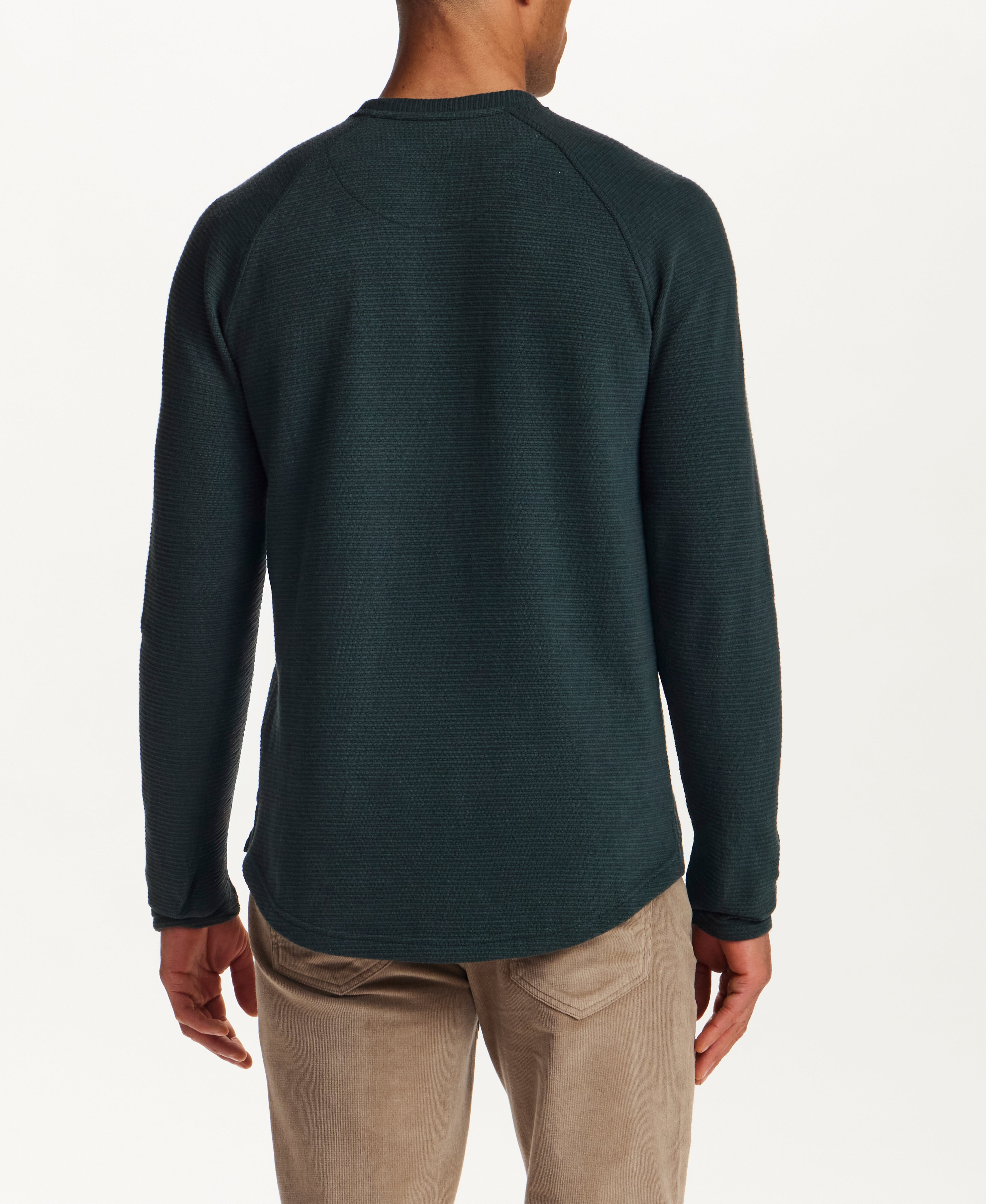 Textured Raglan Crewneck in Scarab