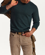 Textured Raglan Crewneck in Scarab