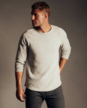 Textured Raglan Crewneck in Heather Grey